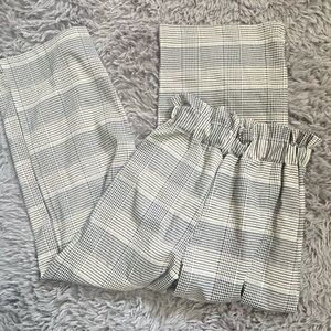NWT‎ Glassworks London Checked Wide Leg Trousers Gather Waist S/M
